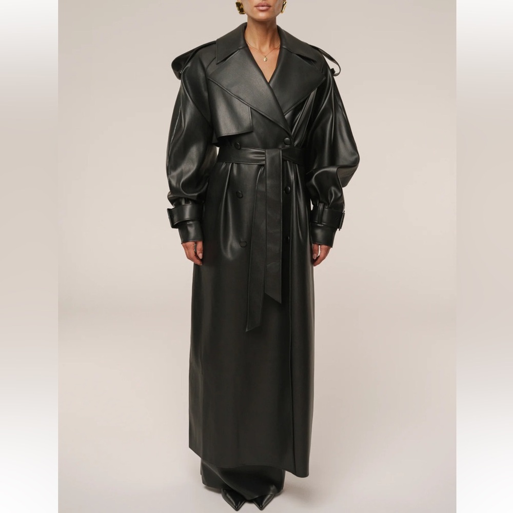NWT. JLUXLABEL BLACK THE ICON PU LEATHER COAT